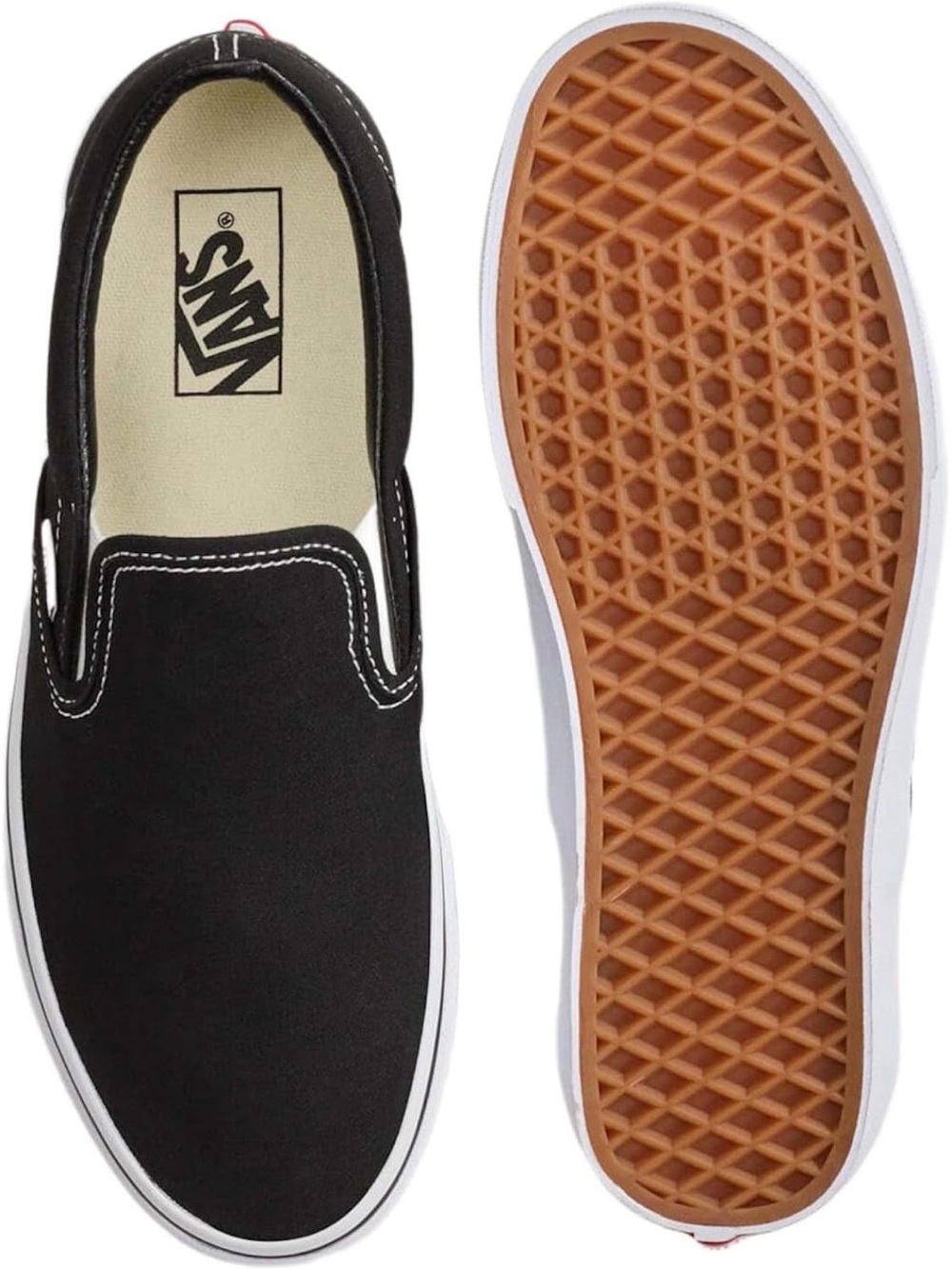 Vans Black Canvas Classic Slip-On Loafers Mens Size 7